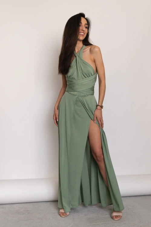 Asturia - długa sukienka z wiązaną górą pistacjowa (1).jpg