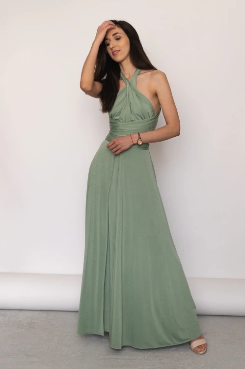 Asturia - długa sukienka z wiązaną górą pistacjowa (2).jpg