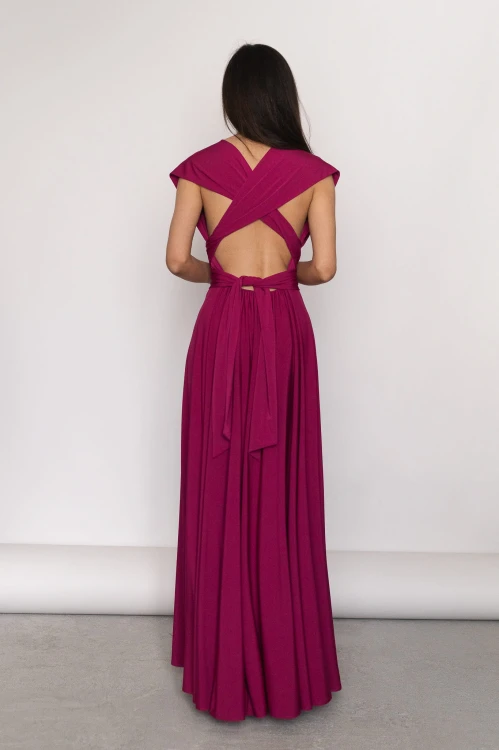 Asturia - długa sukienka z wiązaną górą malinowa (4).jpg