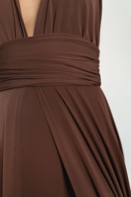 Asturia - długa sukienka z wiązaną górą brązowa (9).jpg