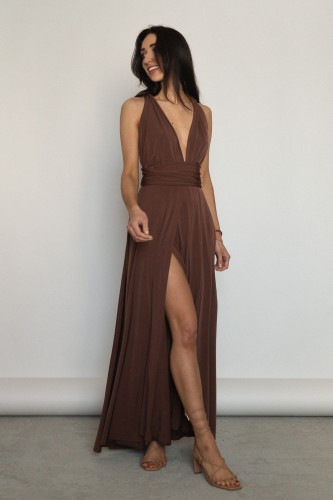 Asturia - długa sukienka z wiązaną górą brązowa (1).jpg