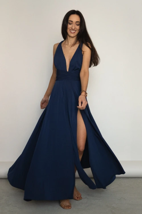 Asturia - długa sukienka z wiązaną górą granatowa (1).jpg