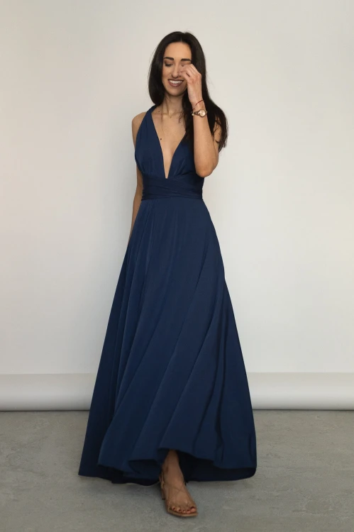 Asturia - długa sukienka z wiązaną górą granatowa (3).jpg