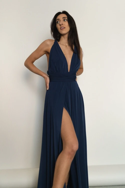 Asturia - długa sukienka z wiązaną górą granatowa (7).jpg