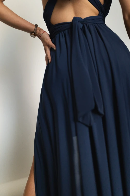 Asturia - długa sukienka z wiązaną górą granatowa (19).jpg