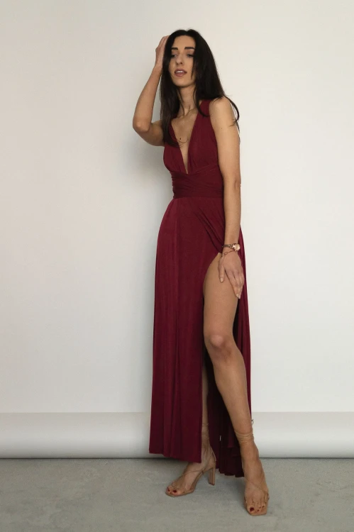 Asturia - długa sukienka z wiązaną górą bordowa (2).jpg