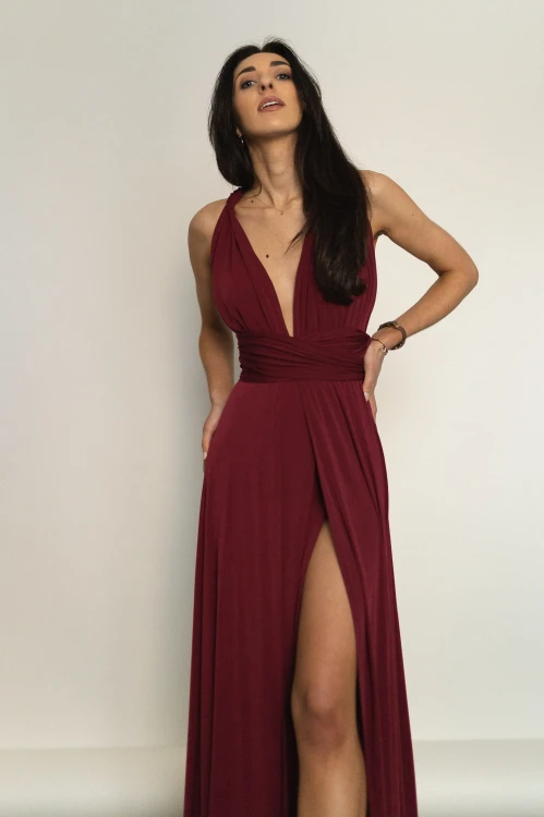 Asturia - długa sukienka z wiązaną górą bordowa (5).jpg