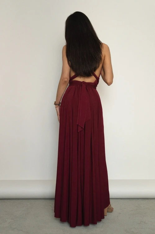 Asturia - długa sukienka z wiązaną górą bordowa (7).jpg