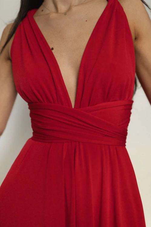 Asturia - długa sukienka z wiązaną górą czerwona (11).jpg