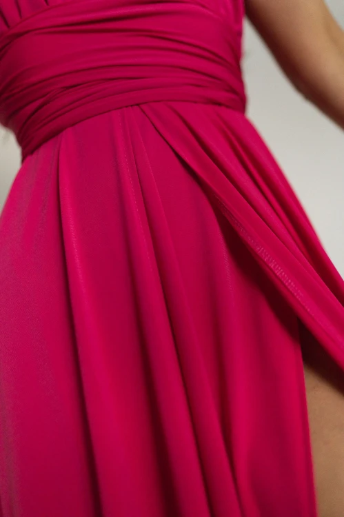 Asturia - długa sukienka z wiązaną górą fuksja (11).jpg