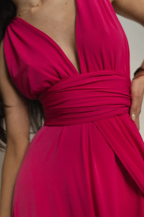 Asturia - długa sukienka z wiązaną górą fuksja (12).jpg