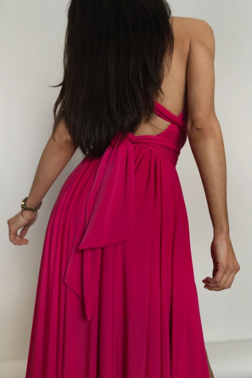 Asturia - długa sukienka z wiązaną górą fuksja (13).jpg