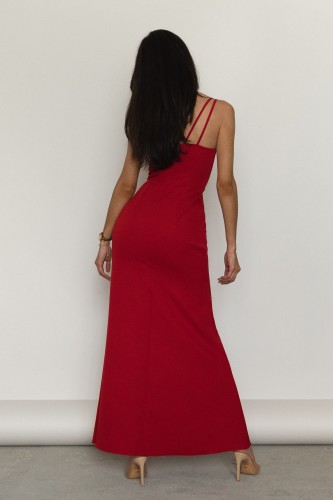 Paris - sukienka maxi na ramiączkach z różami czerwona (2).jpg