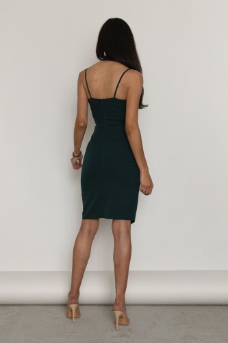 Oreja - sukienka mini na ramiączkach butelkowa zieleń (2).jpg