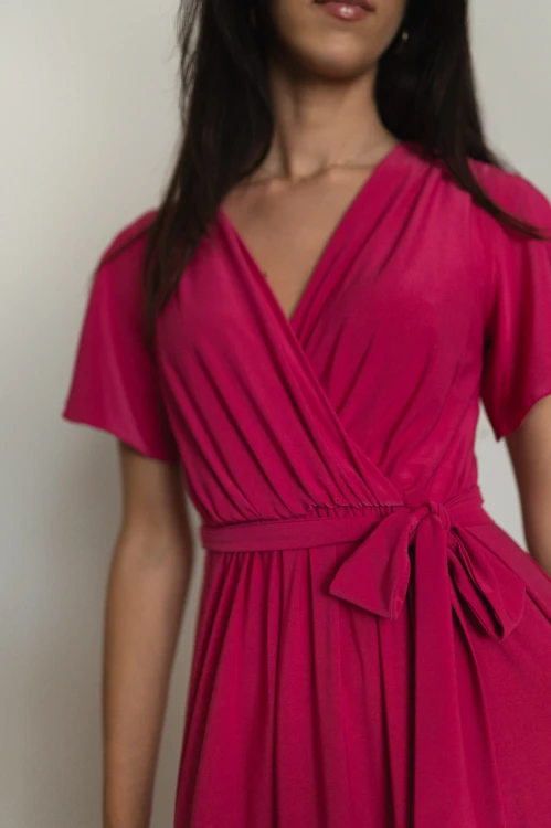 Chicago - sukienka maxi z dekoltem i rozcięciem fuksjowa - 8.jpg