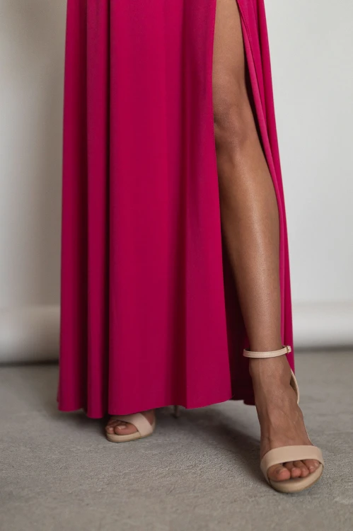 Chicago - sukienka maxi z dekoltem i rozcięciem fuksjowa - 11.jpg