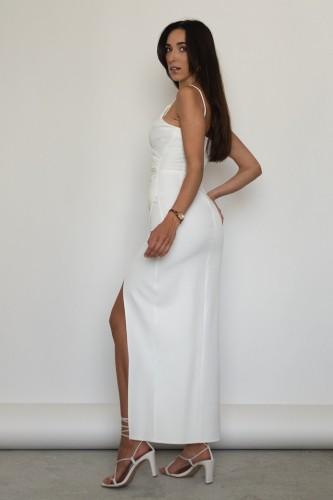 Oreja - sukienka maxi na ramiączkach ecru - 2.jpg