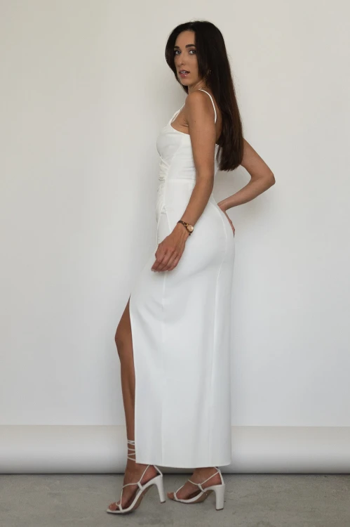 Oreja - sukienka maxi na ramiączkach ecru - 2.jpg