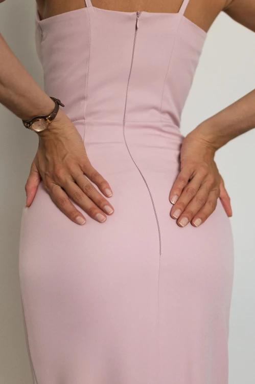 Oreja - sukienka maxi na ramiączkach pudrowy róż - 5.jpg
