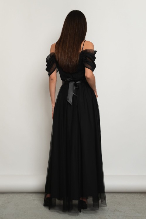 Parla - tiulowa sukienka maxi hiszpanka czarna - 5.jpg