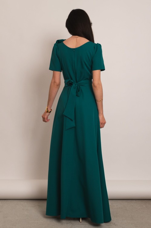 Aprilia - sukienka maxi z różami butelkowa zieleń - 4.jpg