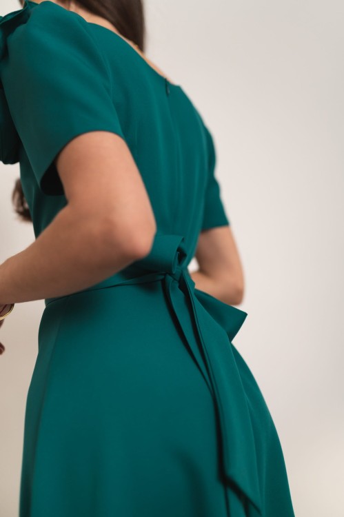 Aprilia - sukienka maxi z różami butelkowa zieleń - 6.jpg