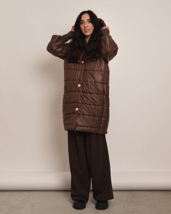 Blanket - długa kurtka z kapturem czekoladowa - 3.jpg