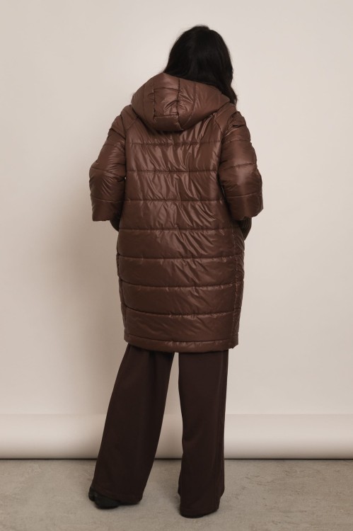 Blanket - długa kurtka z kapturem czekoladowa - 4.jpg