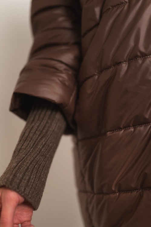 Blanket - długa kurtka z kapturem czekoladowa - 5.jpg