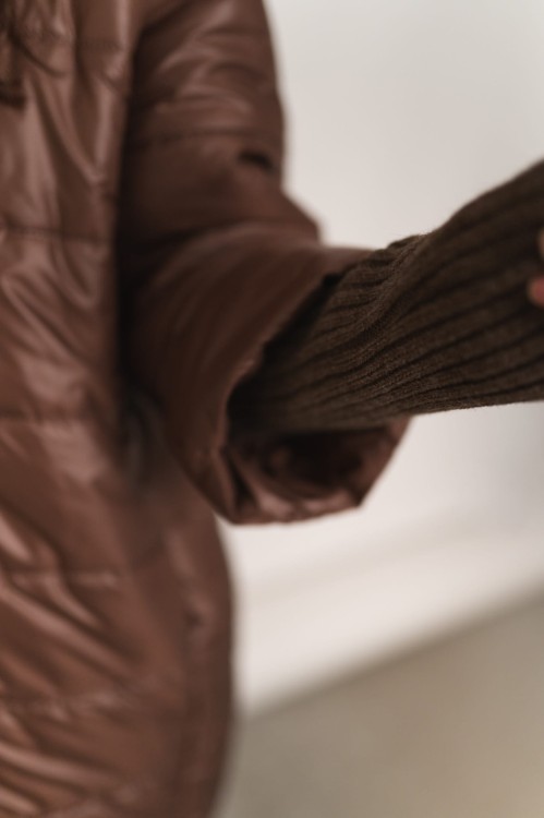 Blanket - długa kurtka z kapturem czekoladowa - 7.jpg