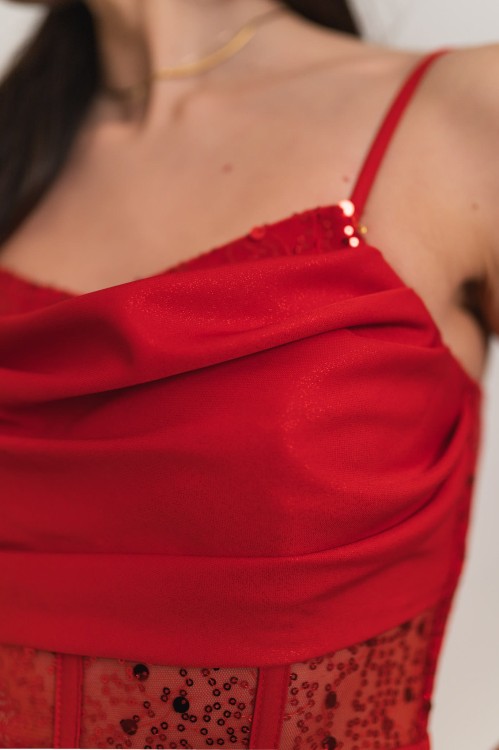 Kordoba - sukienka maxi z ozdobnym gorsetem z cekinami czerwona - 7.jpg