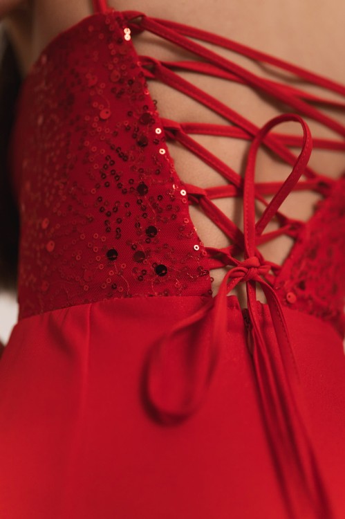 Kordoba - sukienka maxi z ozdobnym gorsetem z cekinami czerwona - 13.jpg