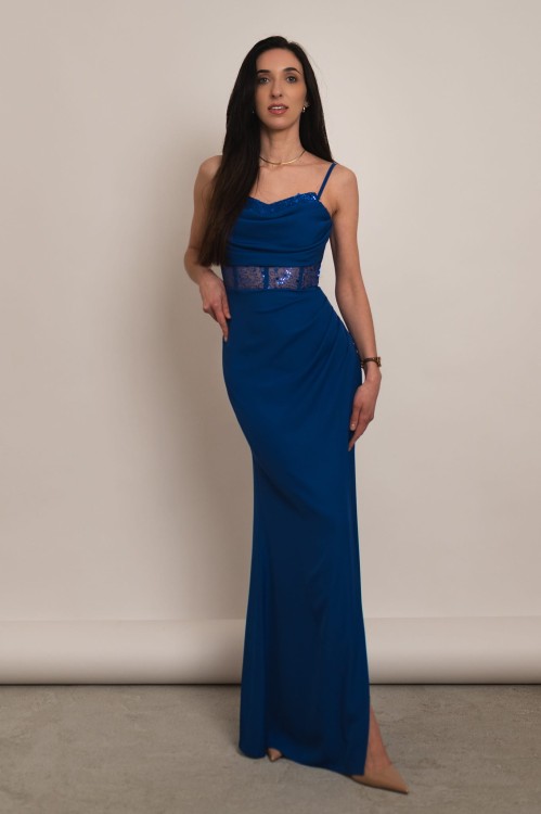 Kordoba - sukienka maxi z ozdobnym gorsetem z cekinami chabrowa - 3.jpg