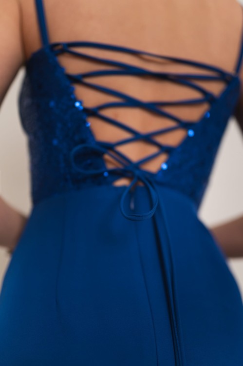 Kordoba - sukienka maxi z ozdobnym gorsetem z cekinami chabrowa - 10.jpg