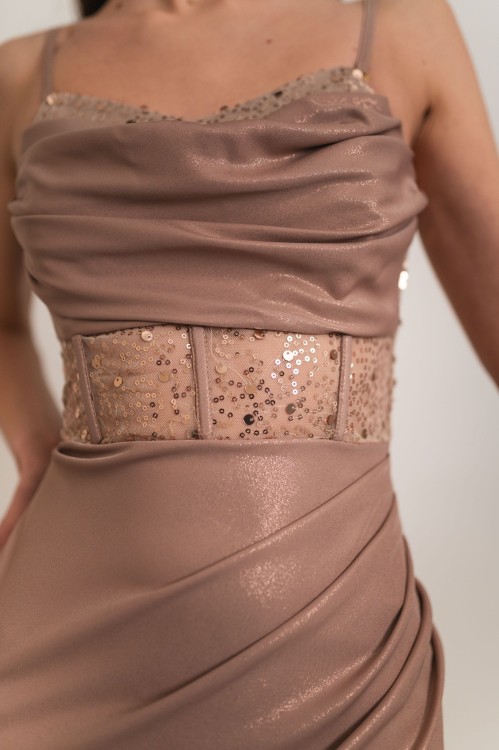 Kordoba - sukienka maxi z ozdobnym gorsetem z cekinami mokka - 7.jpg