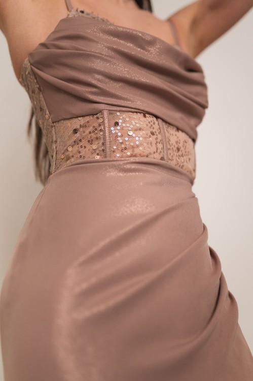 Kordoba - sukienka maxi z ozdobnym gorsetem z cekinami mokka - 9.jpg