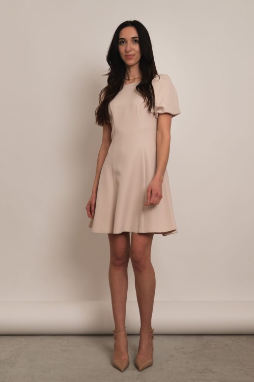 Girona - sukienka mini z bufkami beżowa - 4.jpg