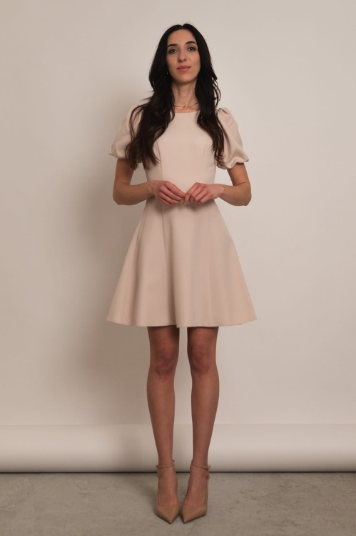 Girona - sukienka mini z bufkami beżowa - 6.jpg