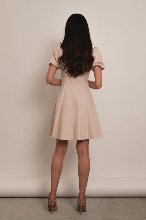 Girona - sukienka mini z bufkami beżowa - 7.jpg