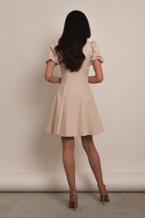 Girona - sukienka mini z bufkami beżowa - 8.jpg