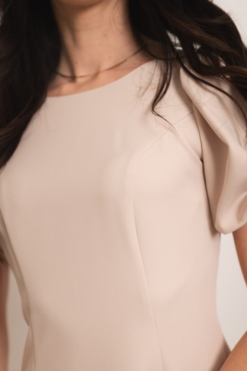 Girona - sukienka mini z bufkami beżowa - 9.jpg