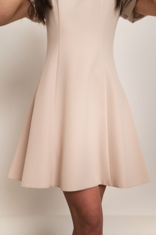 Girona - sukienka mini z bufkami beżowa - 10.jpg