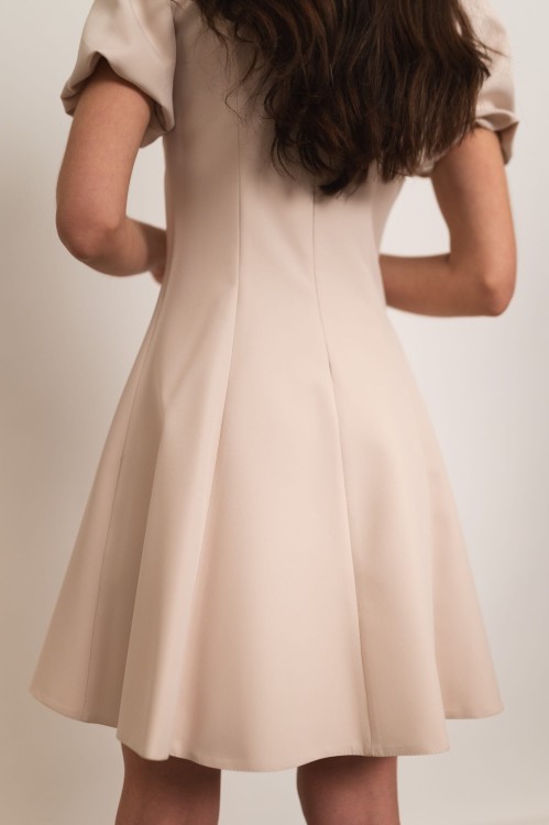 Girona - sukienka mini z bufkami beżowa - 11.jpg