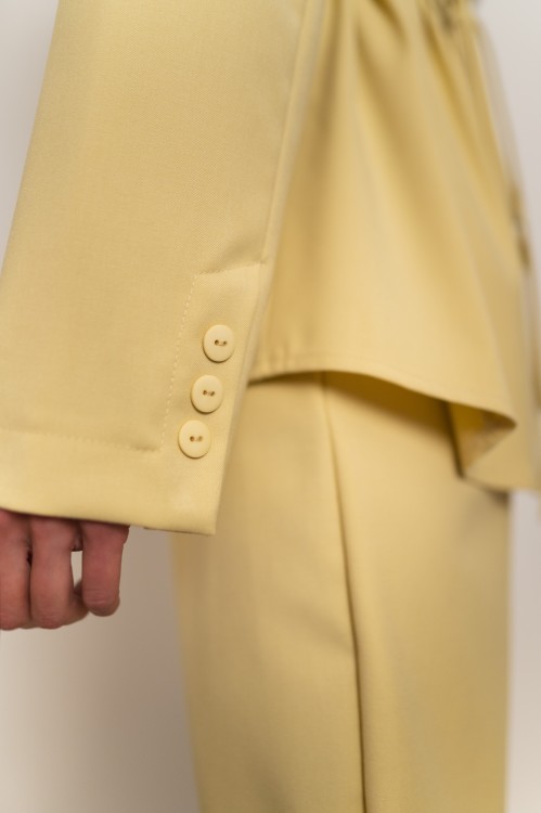 Aveiro - komplet garniturowy marynarka z wiązaniem i rozszerzane spodnie limonkowo-żółty - 9.jpg