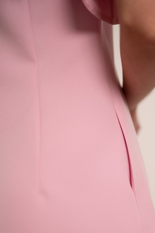 Haga - wizytowa sukienka mini z krótkim rękawem pudrowy róż - 8.jpg