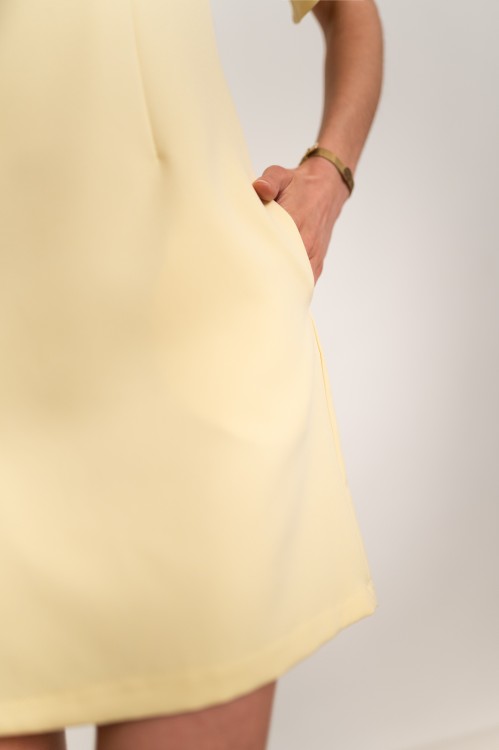 Haga - wizytowa sukienka mini z krótkim rękawem żółta - 9.jpg