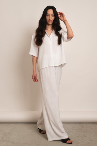 Chios - lniany komplet koszula oversize i szerokie spodnie biały - 2.jpg