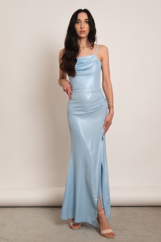 Grenada - błyszcząca gorsetowa sukienka maxi syrenka błękitna - 1.jpg