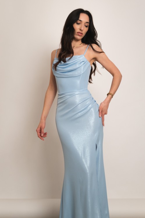 Grenada - błyszcząca gorsetowa sukienka maxi syrenka błękitna - 3.jpg