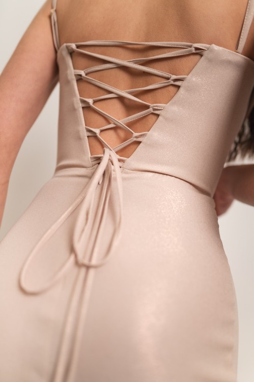 Grenada - błyszcząca gorsetowa sukienka maxi syrenka beżowa - 10.jpg